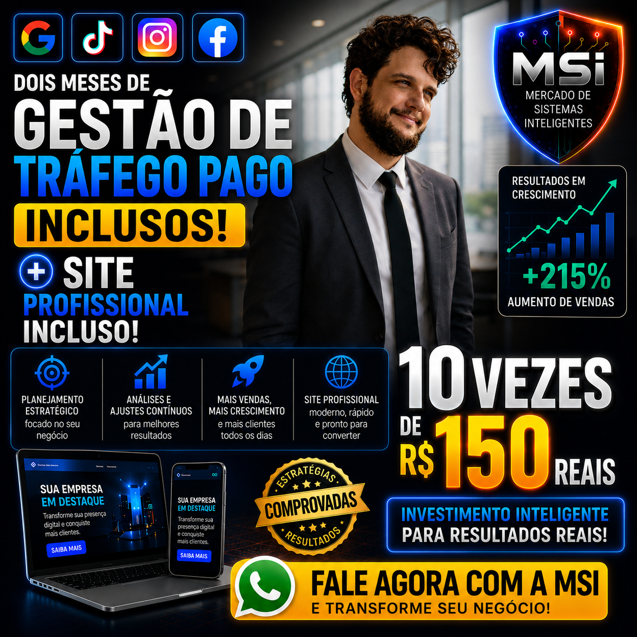 Dois Meses de Gestão de Tráfego Pago + Site Profissional Incluso