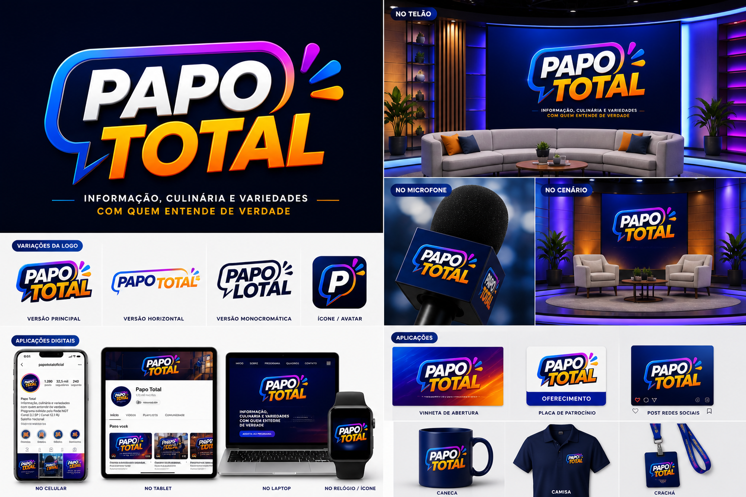 Kit de identidade visual completo do programa Papo Total